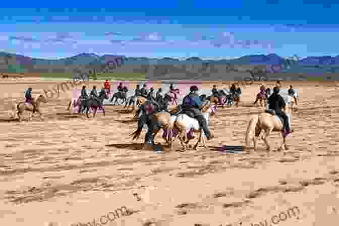 A Group Of Icelandic Horse Riders Galloping Across A Vast Expanse Of Volcanic Terrain, Surrounded By Majestic Mountains. The Island Horse Susan Hughes