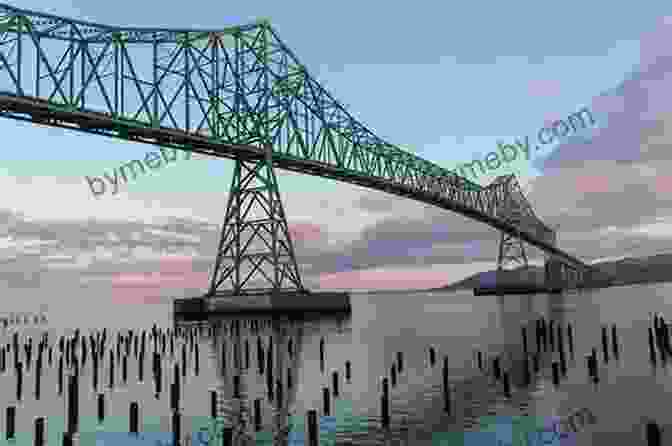 A Tugboat Navigating The Rough Waters At The Mouth Of The Columbia River, With The Iconic Astoria Megler Bridge In The Background. Treasure Tales Of The Oregon Coast