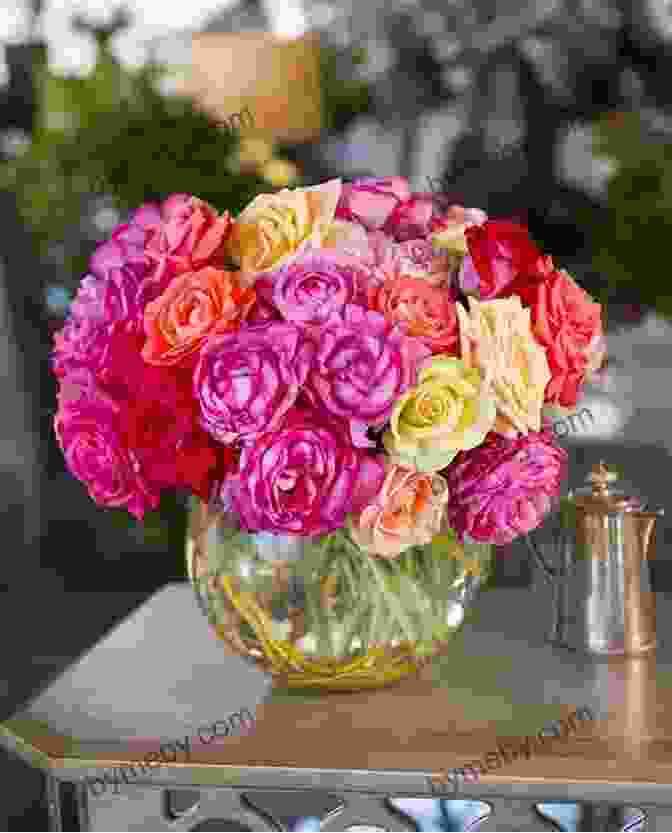A Vibrant Display Of 25 Roses Mix Stephanie Faris In Various Hues, Arranged In A Lush Garden Setting 25 Roses (mix) Stephanie Faris