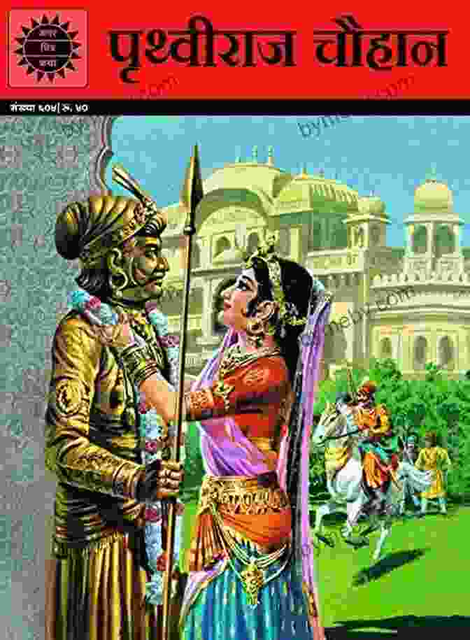 Prithviraj Chauhan Amar Chitra Katha Hindi Book Cover, Featuring A Valiant Warrior King Astride A Majestic Elephant, Adorned With Intricate Armor And Weaponry, Against A Backdrop Of Battle, Conveying His Bravery, Strength, And Leadership. Prithviraj Chauhan (Amar Chitra Katha) (Hindi)